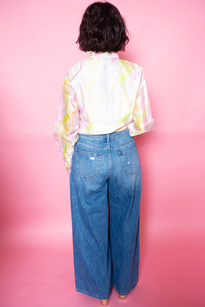 Brianna Cannon | Geometric Button Down Blouse With Bow