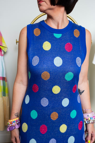 Queen Of Sparkles | Royal Multi Polka Dot Dress