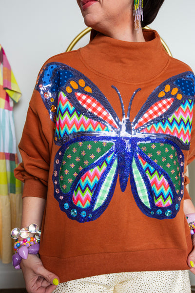 Queen Of Sparkles | Brown Patchwork Butterfly