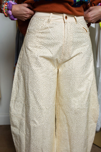 Queen Of Sparkles | Ivory Rhinestone Denim Barrel