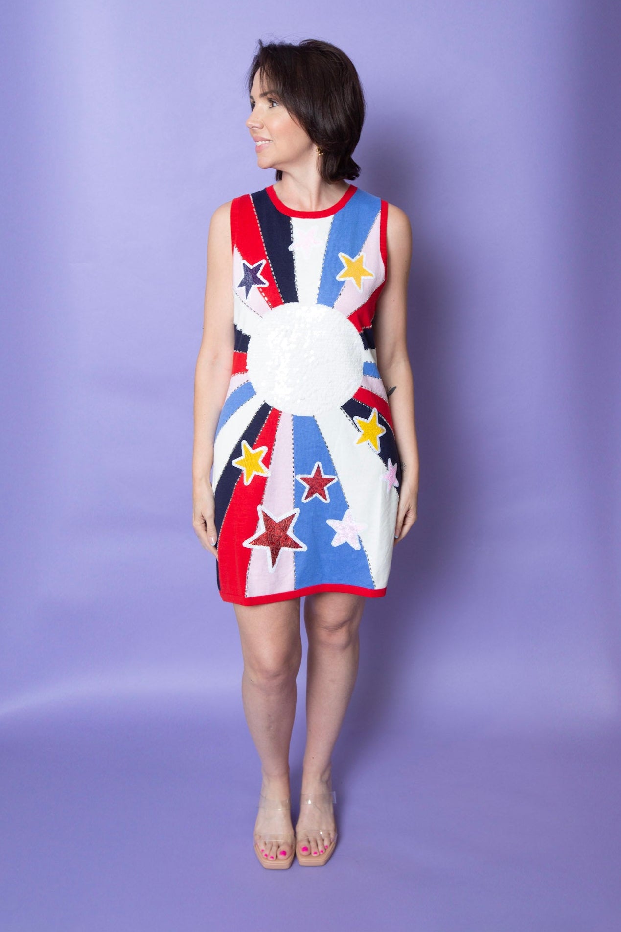 QUEEN OF SPARKLES| Multi Burst Star Sweater Tank Dress