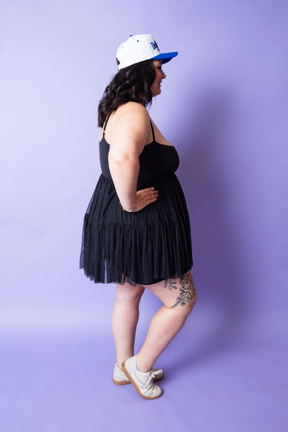 POPFLEX | Pirouette Babydoll Dress | Black | Reg & Plus