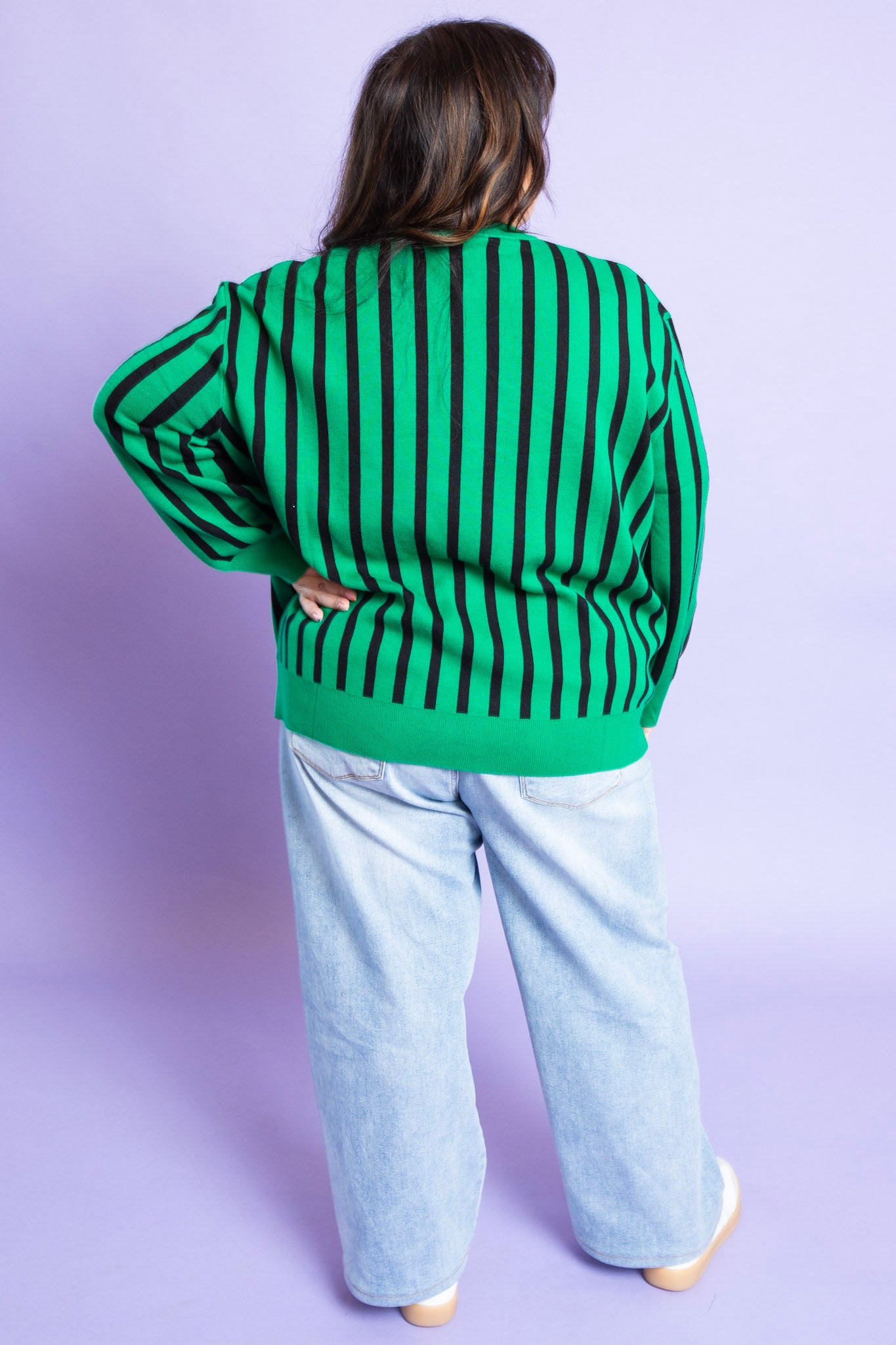 QUEEN OF SPARKLES | Black and Green Striped Hat Sweater Elphaba Licensed