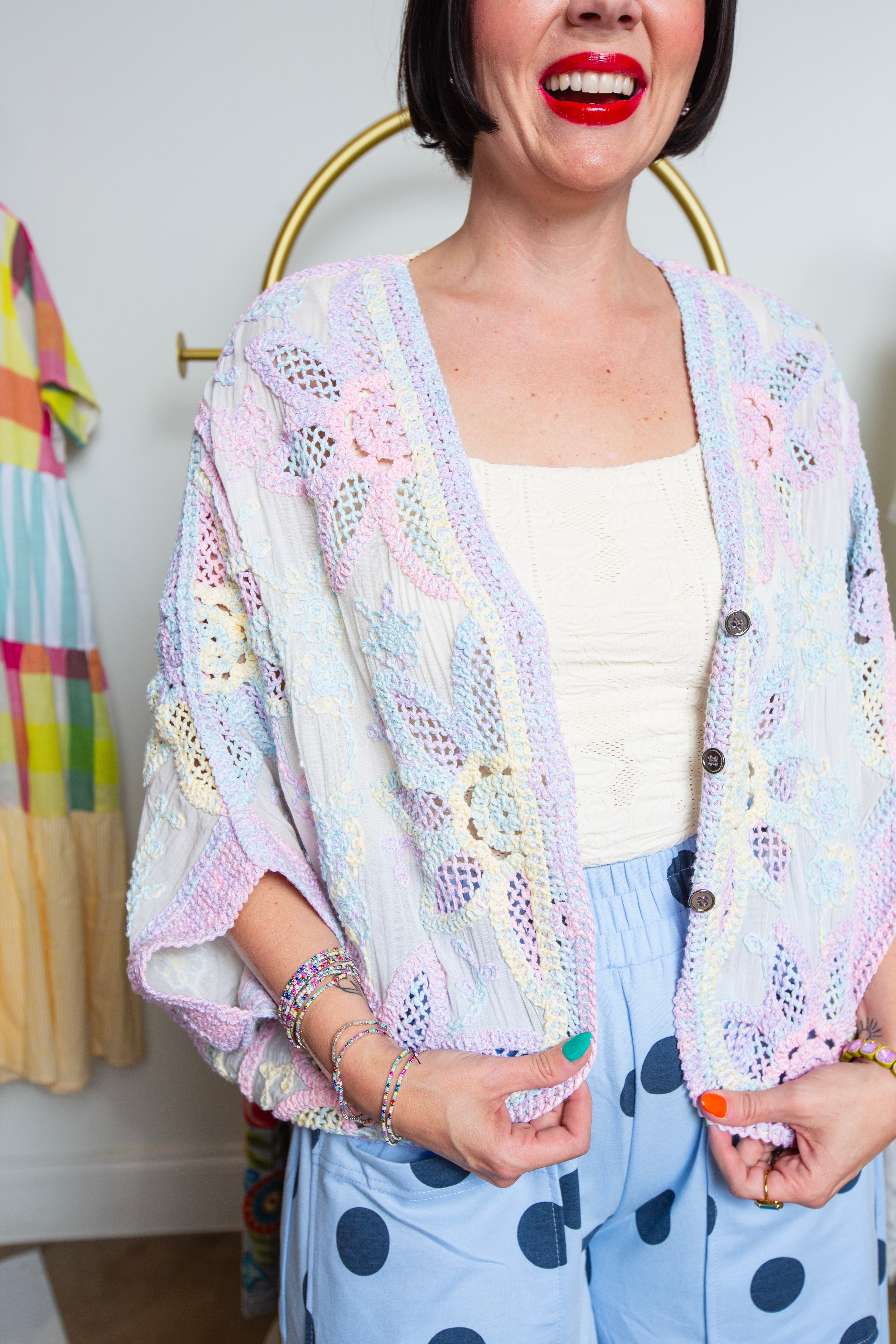 Rainbow Crochet Wing Cardigan