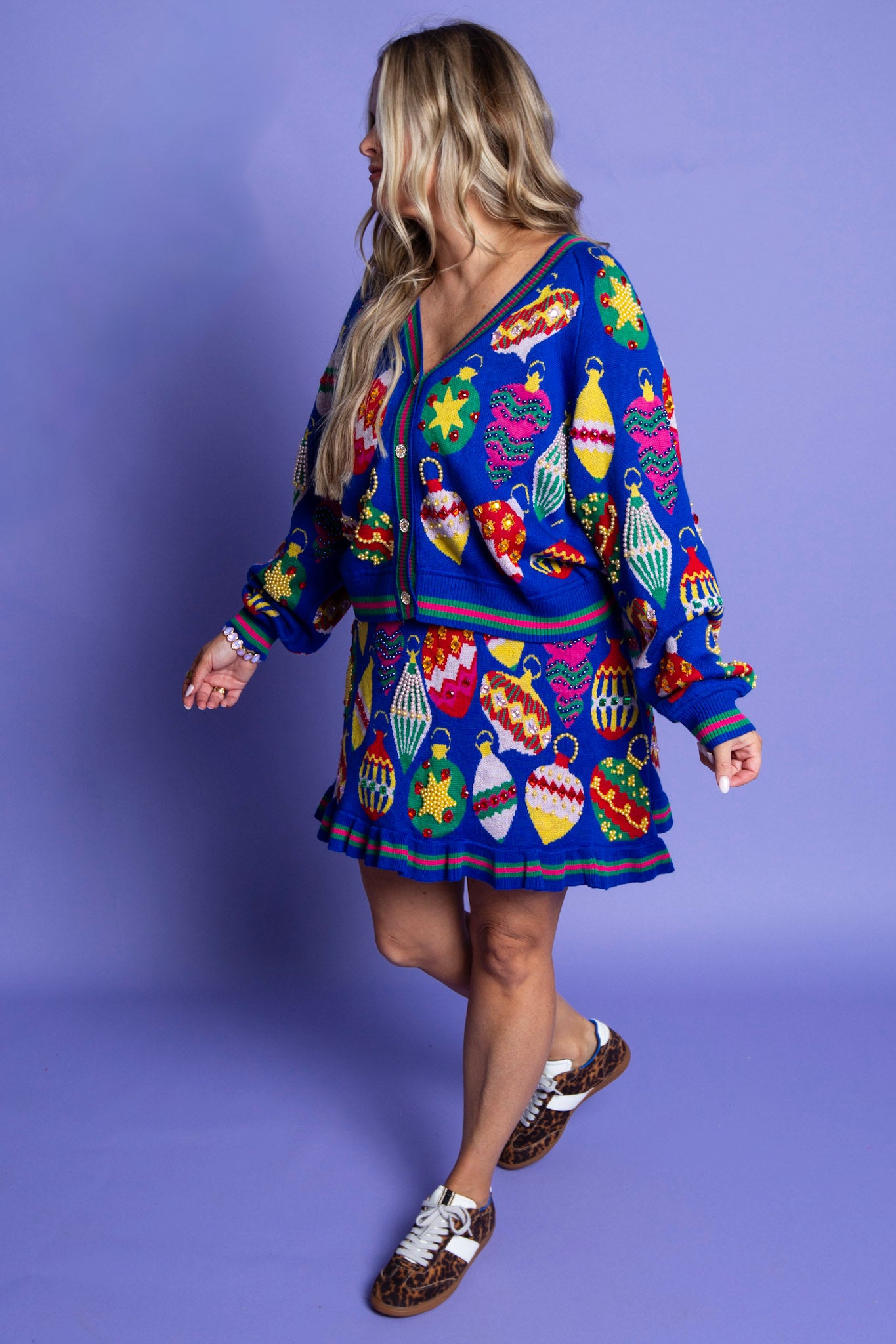 QUEEN OF SPARKLES | Royal Blue Ornament Cardigan