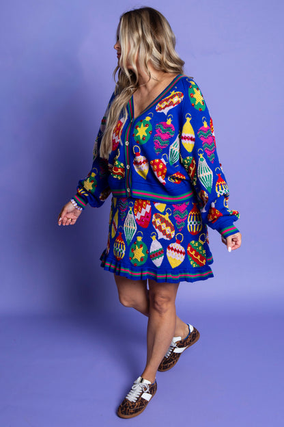 QUEEN OF SPARKLES | Royal Blue Ornament Cardigan