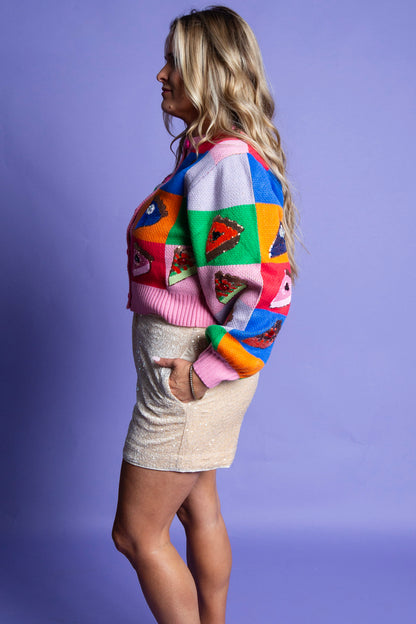 QUEEN OF SPARKLES | Color Block Pumpkin Pie Sweater