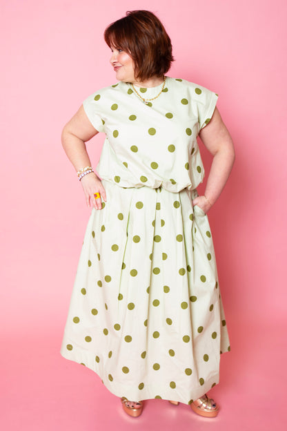 Matcha Pop Polka Dot Skirt