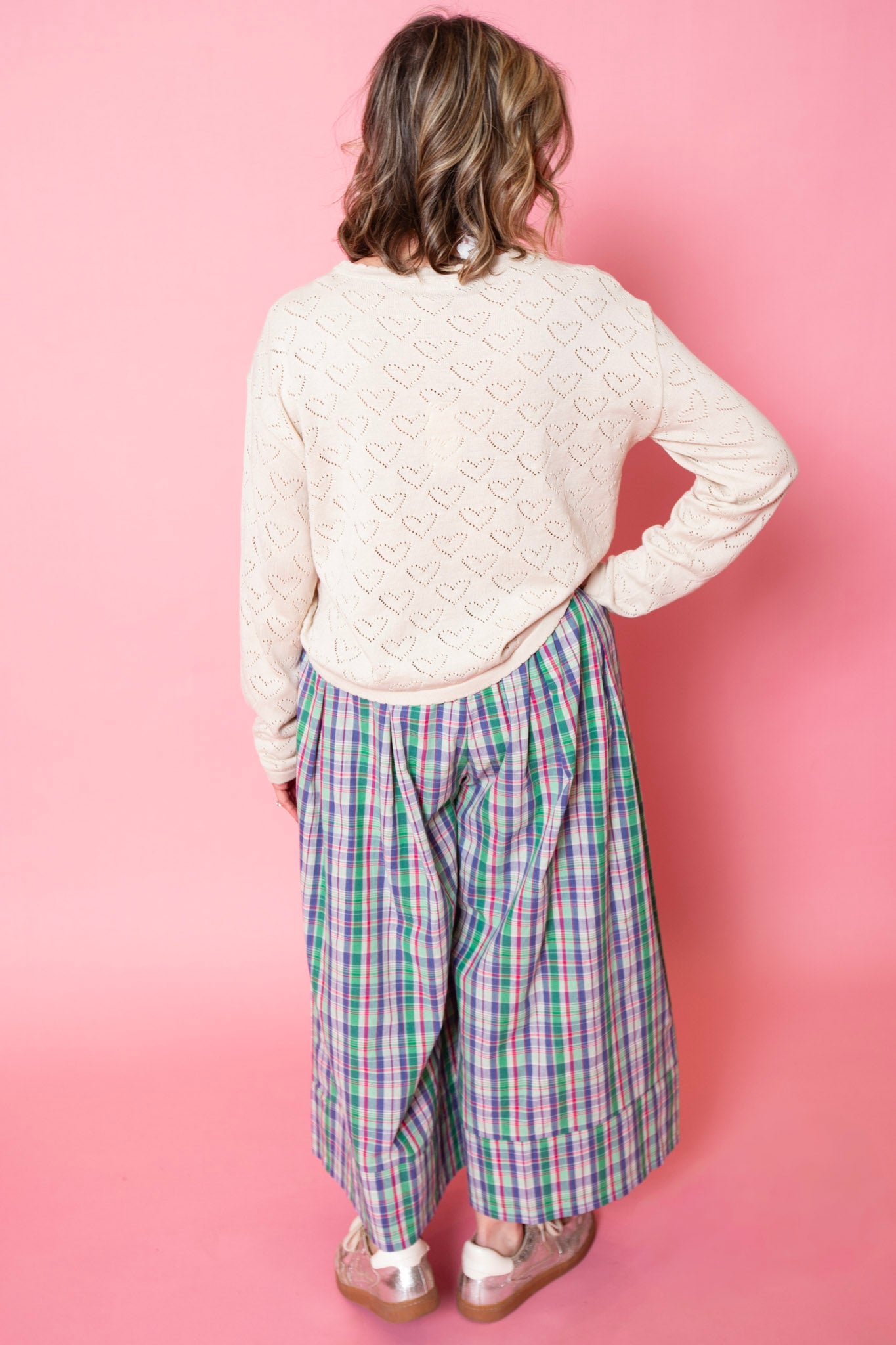 Heart Pointelle Lightweight Sweater