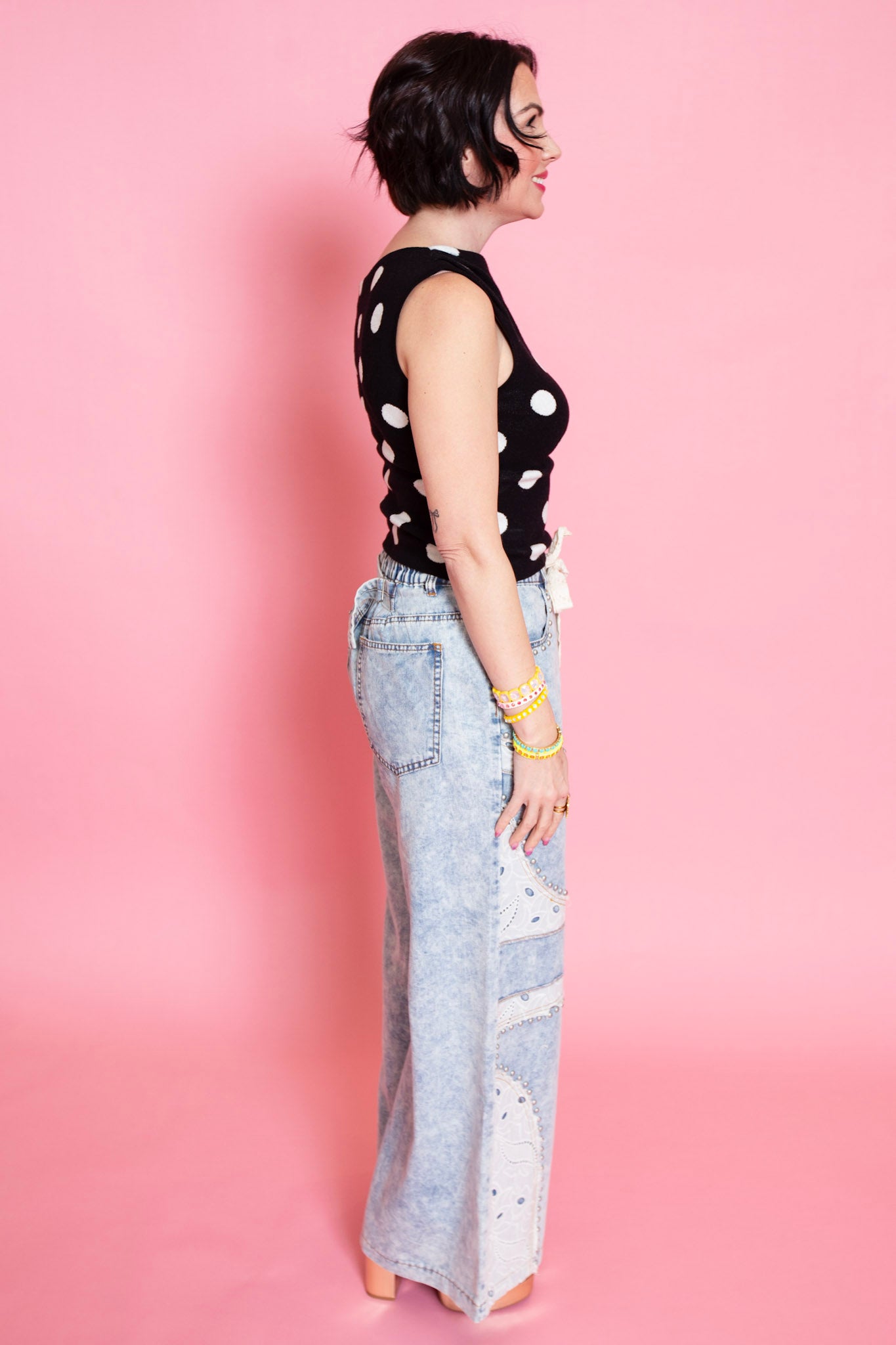 Polka Dot Side Note Sweater Top