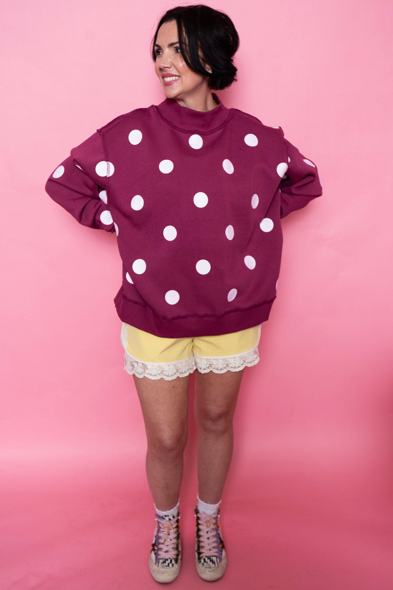 Praise God & Polka Dot Reversible Mockneck Sweatshirt