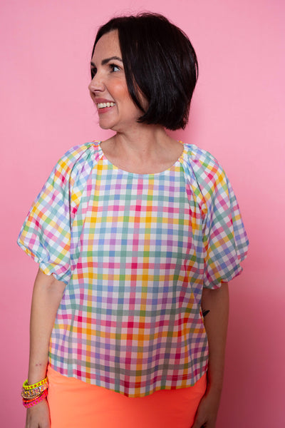Sweet Sorbet Check Top