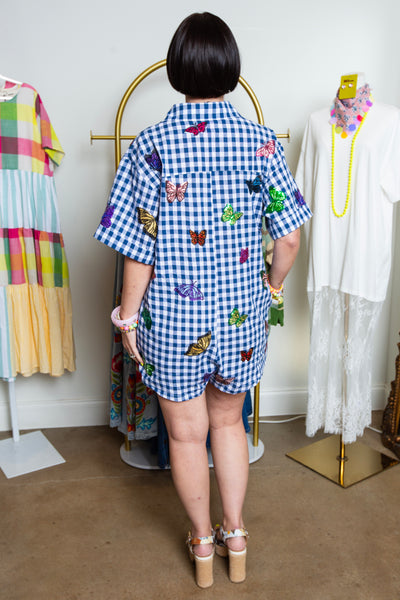 Queen Of Sparkles | Butterfly Gingham Romper