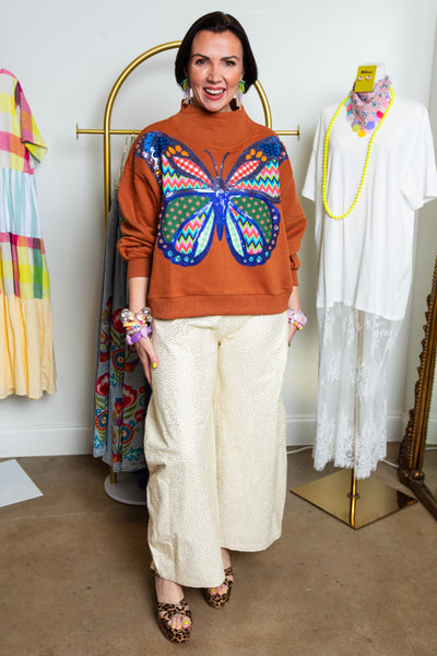 Queen Of Sparkles | Brown Patchwork Butterfly
