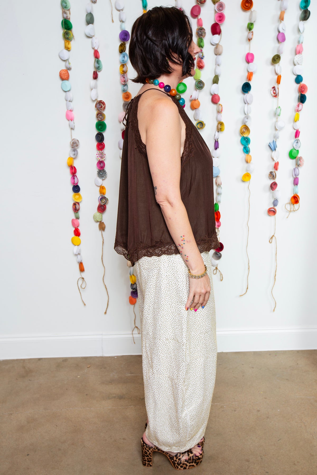 Brown Lacey Tank
