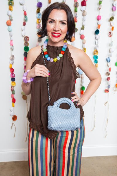 Braided Gray Shoulder Bag
