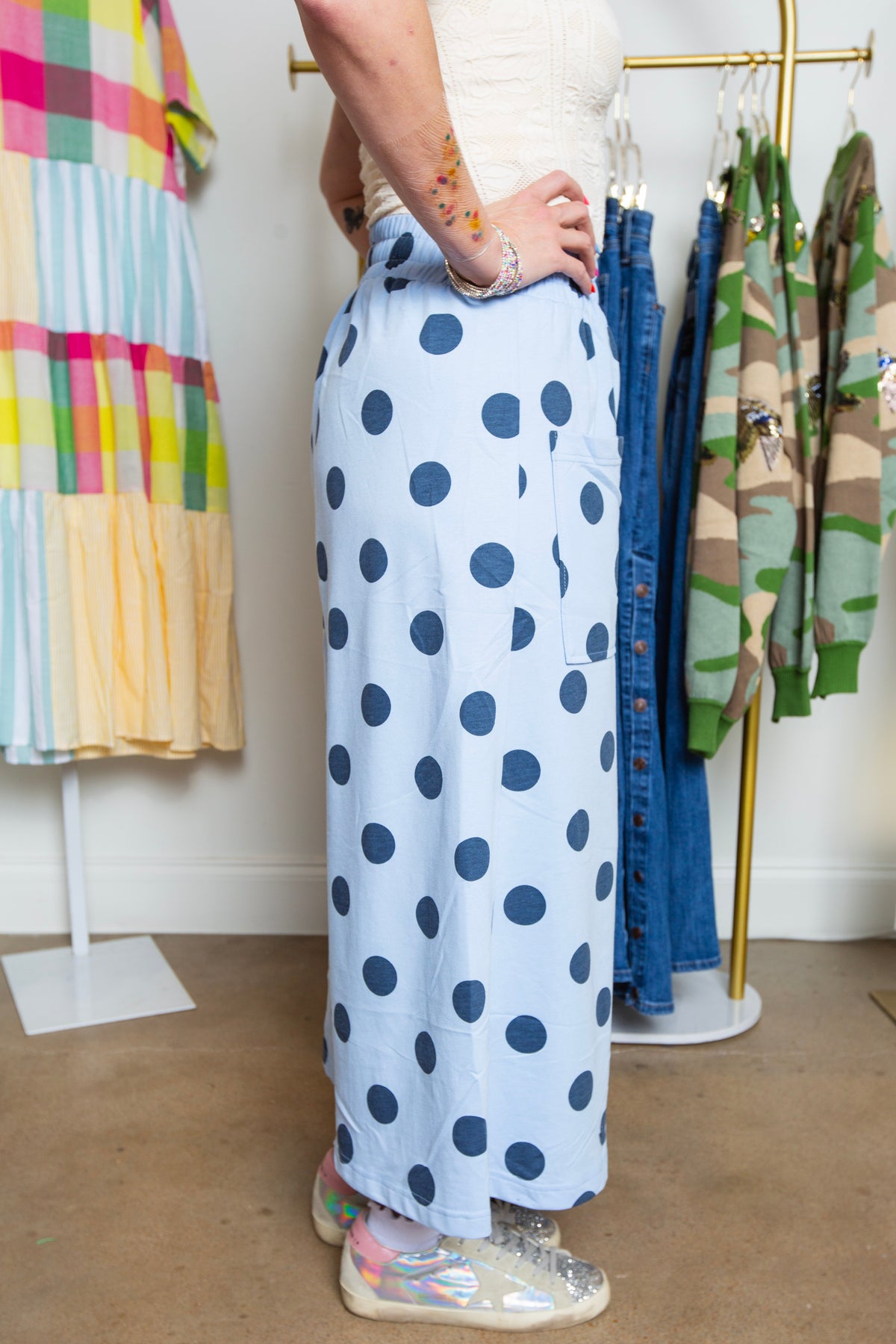 Pull On Blue Dot Pant | Reg and Plus