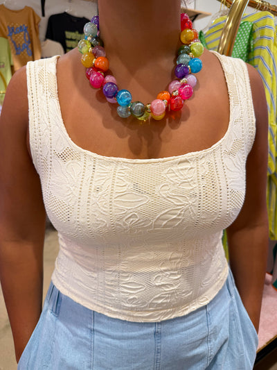 Double Lace Square Crop Top | Buttercream