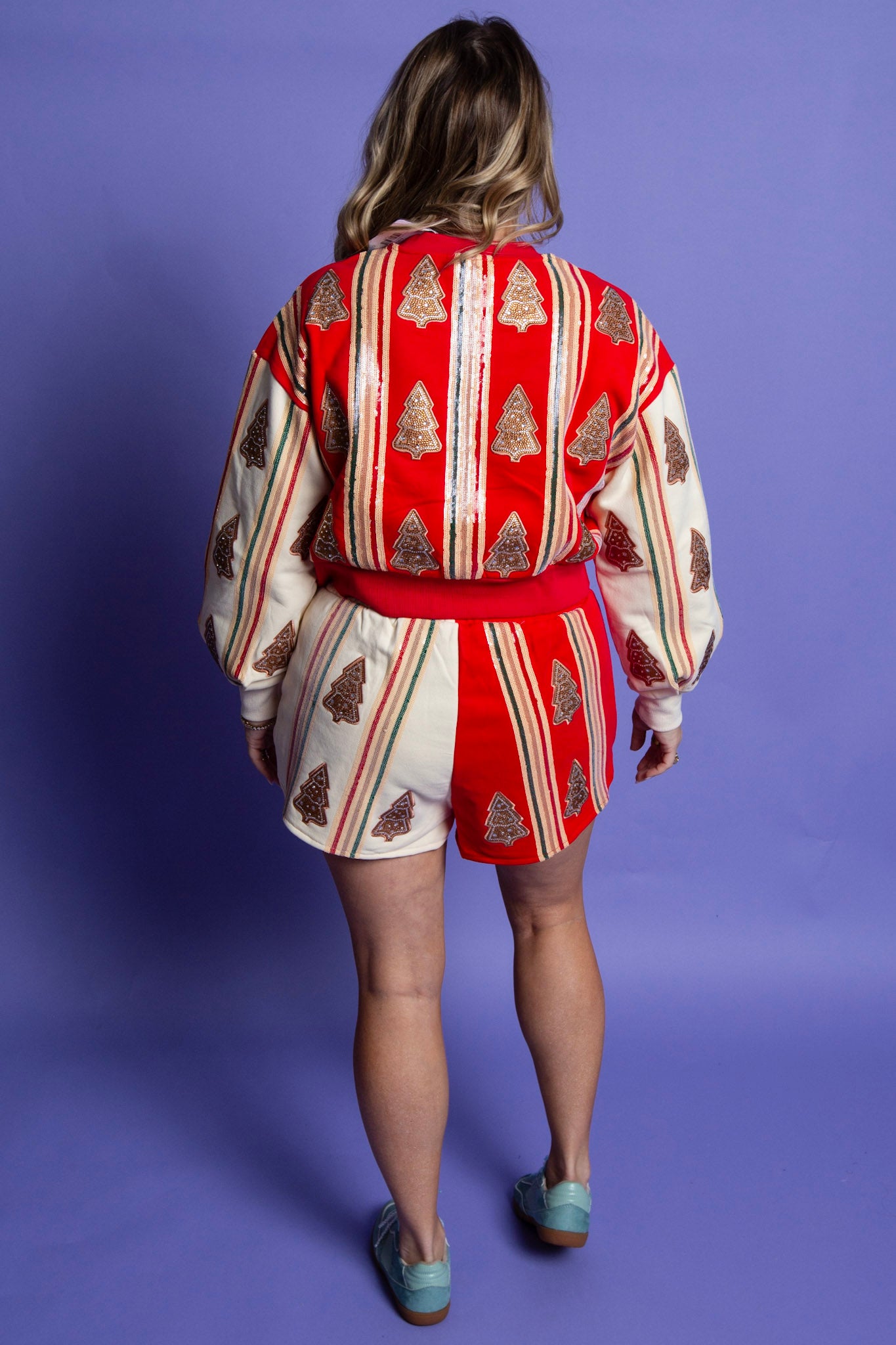 QUEEN OF SPARKLES | Red & Ivory Striped Cookie Sweatshirt