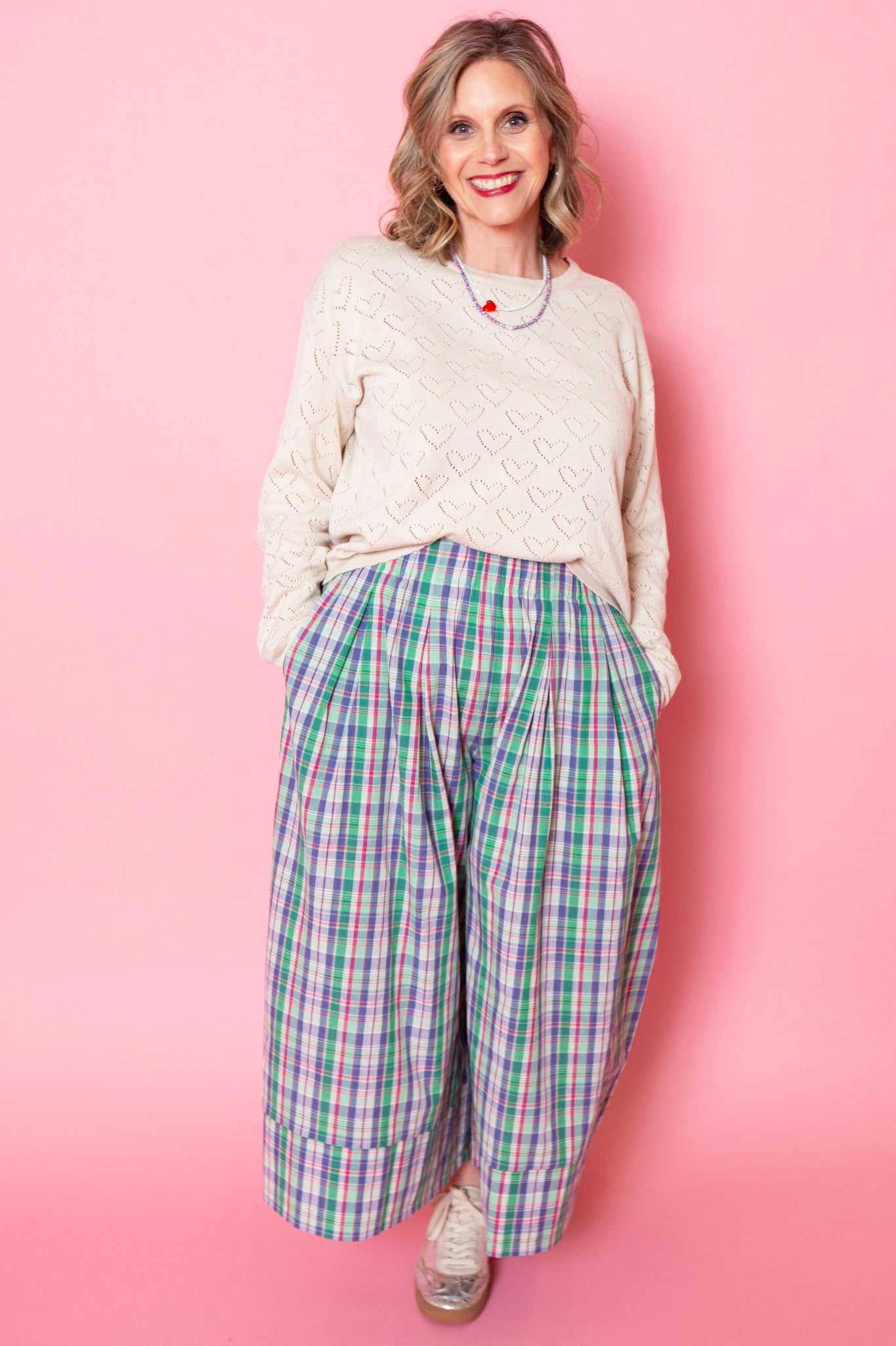 Heart Pointelle Lightweight Sweater