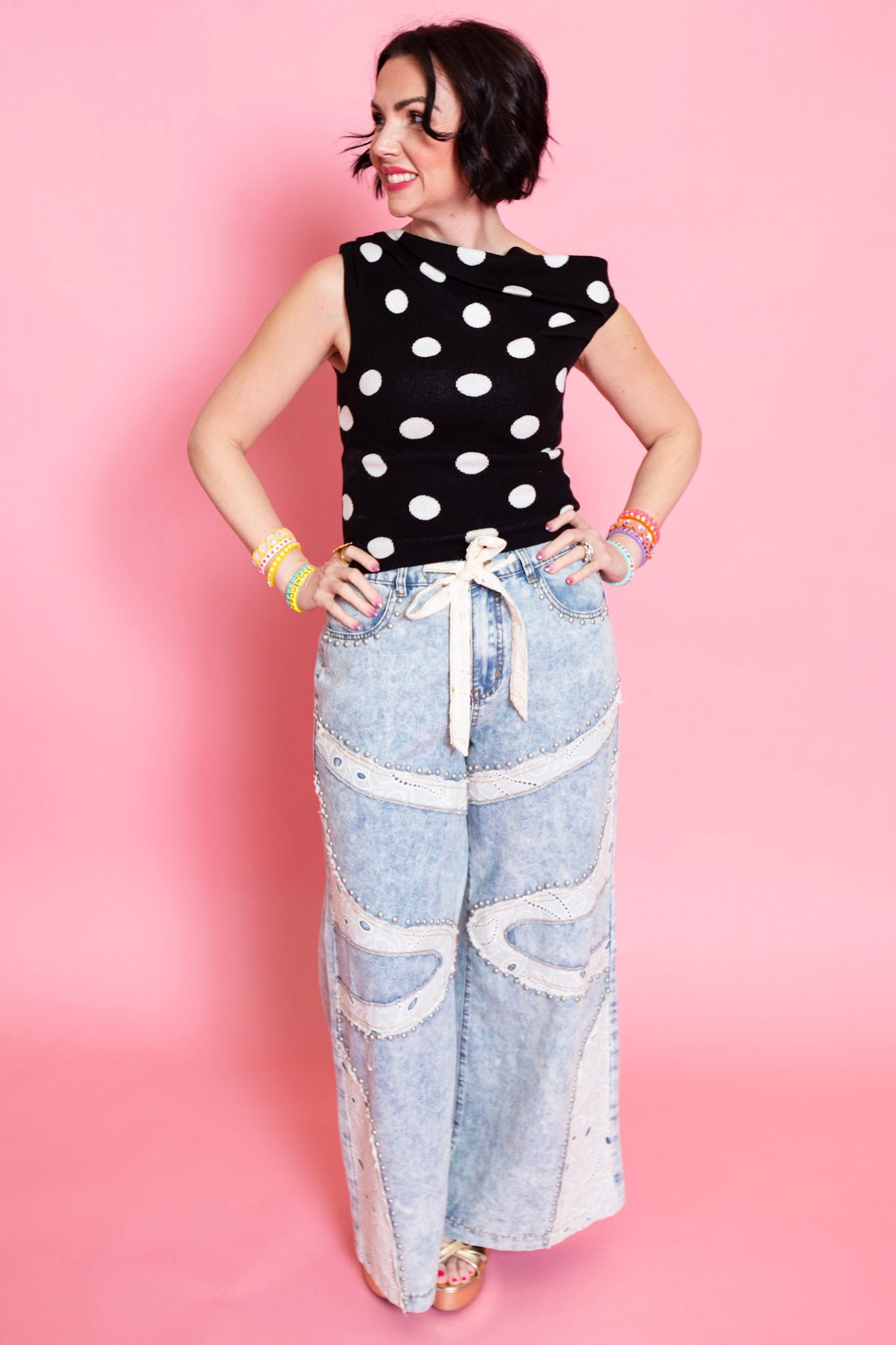 Polka Dot Side Note Sweater Top