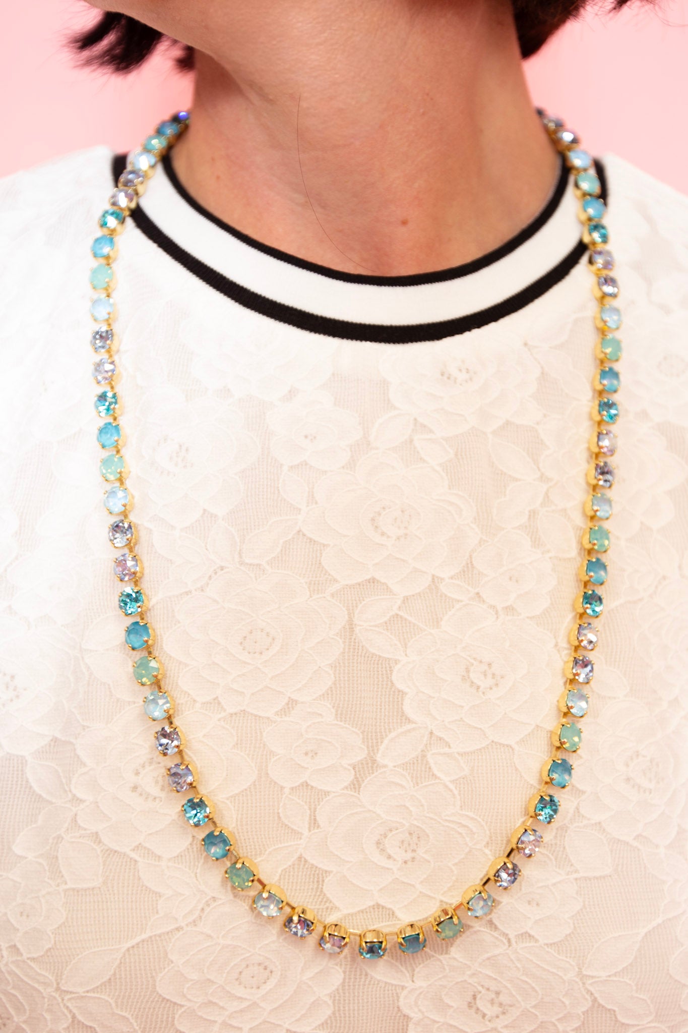 Long Blue Jewel Necklace