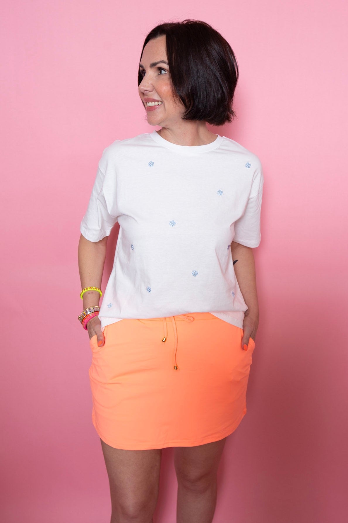 Jess Lea | Solid Neon Coral Skort