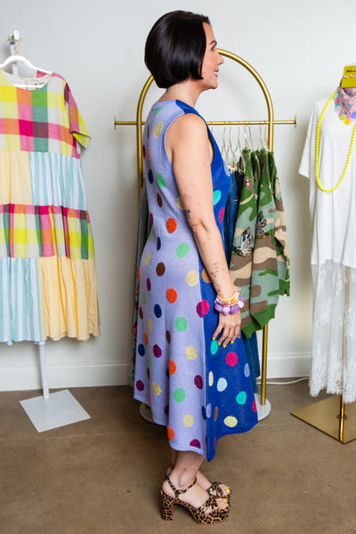 Queen Of Sparkles | Royal Multi Polka Dot Dress