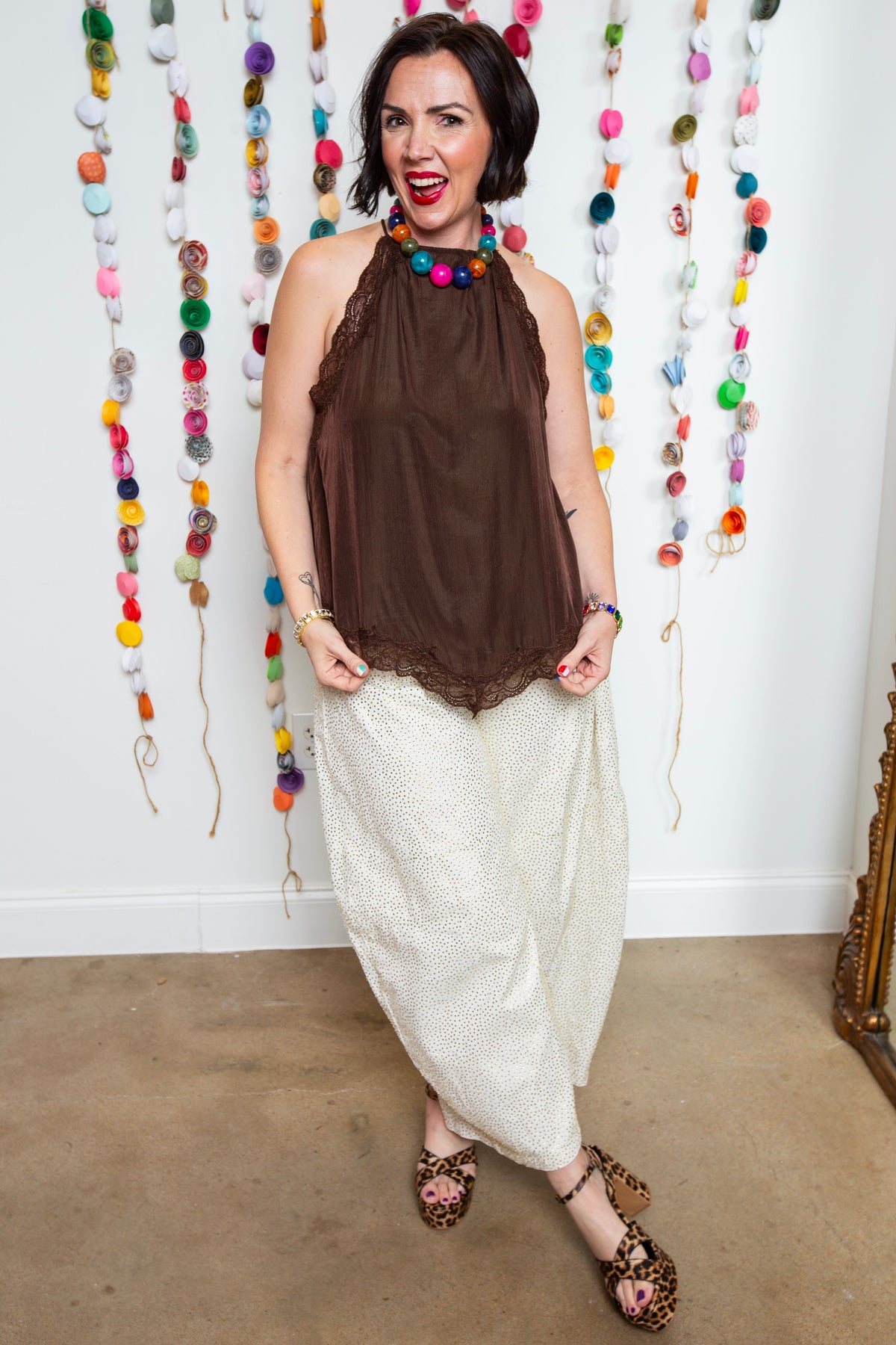 Brown Lacey Tank