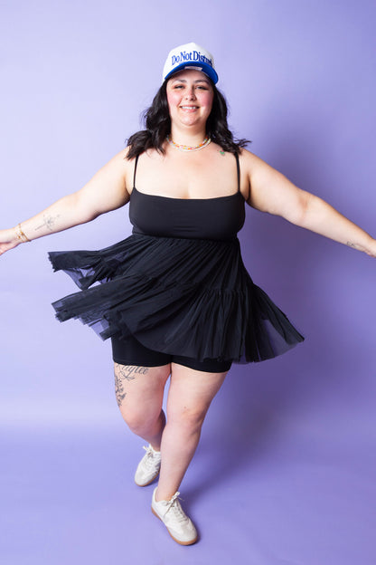 POPFLEX | Pirouette Babydoll Dress | Black | Reg & Plus