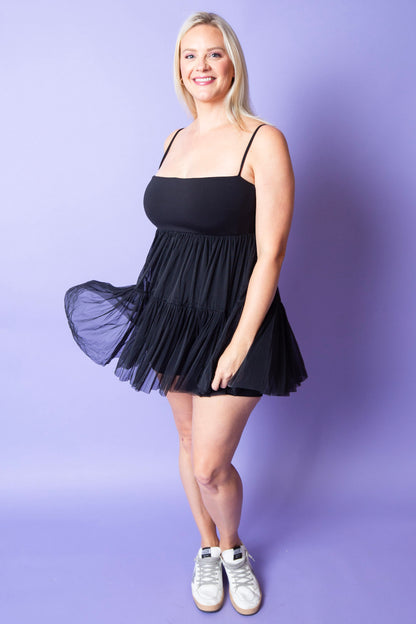 POPFLEX | Pirouette Babydoll Dress | Black | Reg & Plus