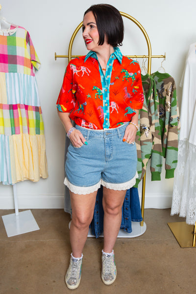 Denim Eyelet Short