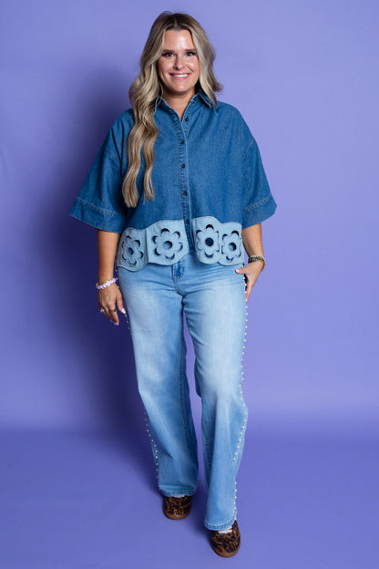 True Flowers Denim Top