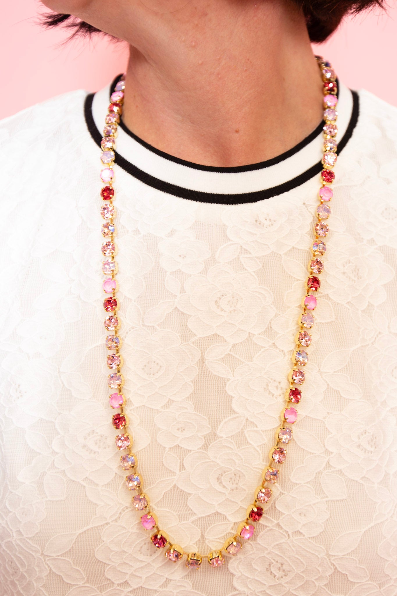 Long Pink Jewel Necklace