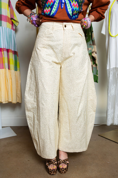 Queen Of Sparkles | Ivory Rhinestone Denim Barrel