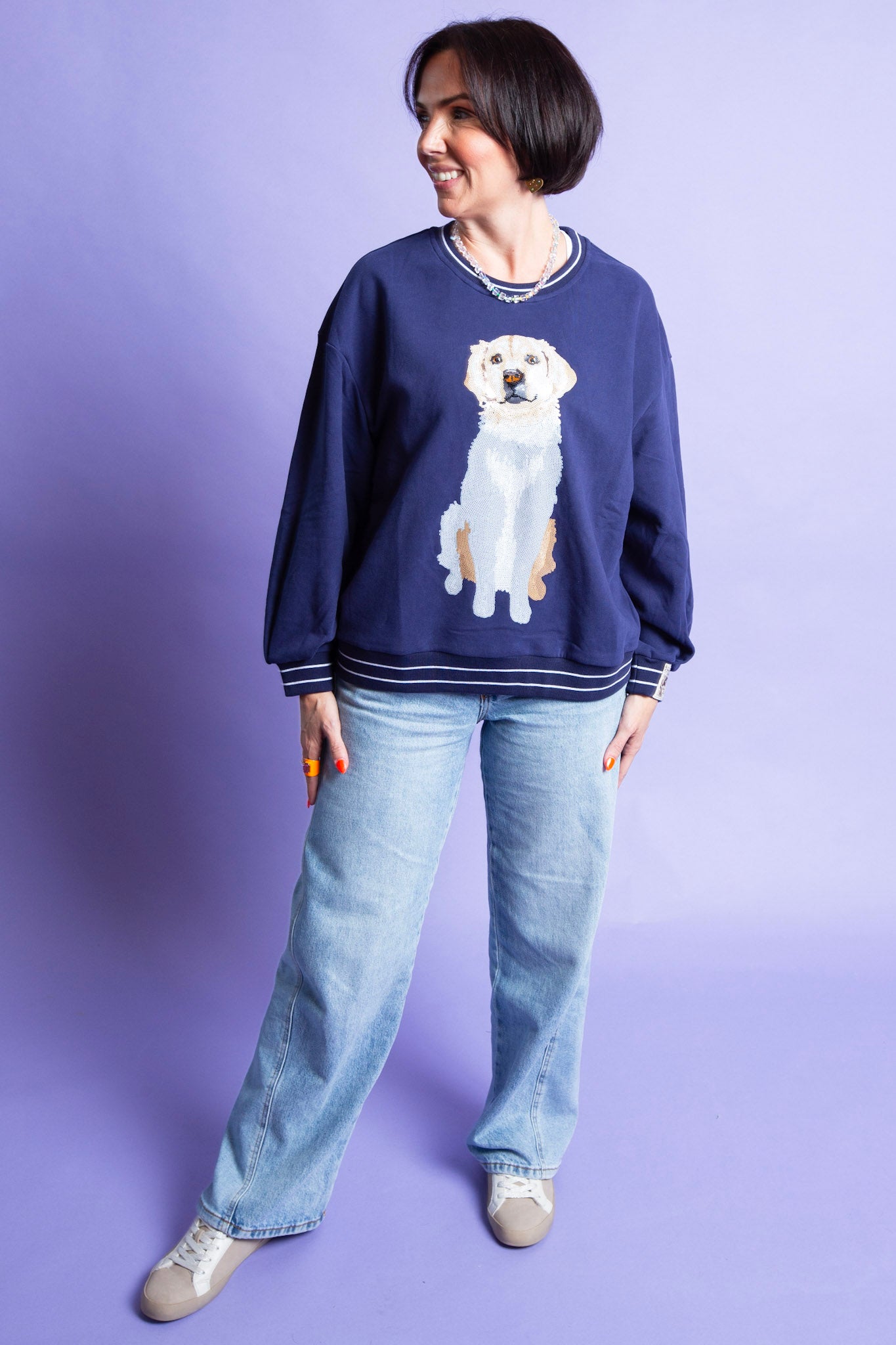Queen of Sparkles | Navy Golden Retriever Sweatshirt
