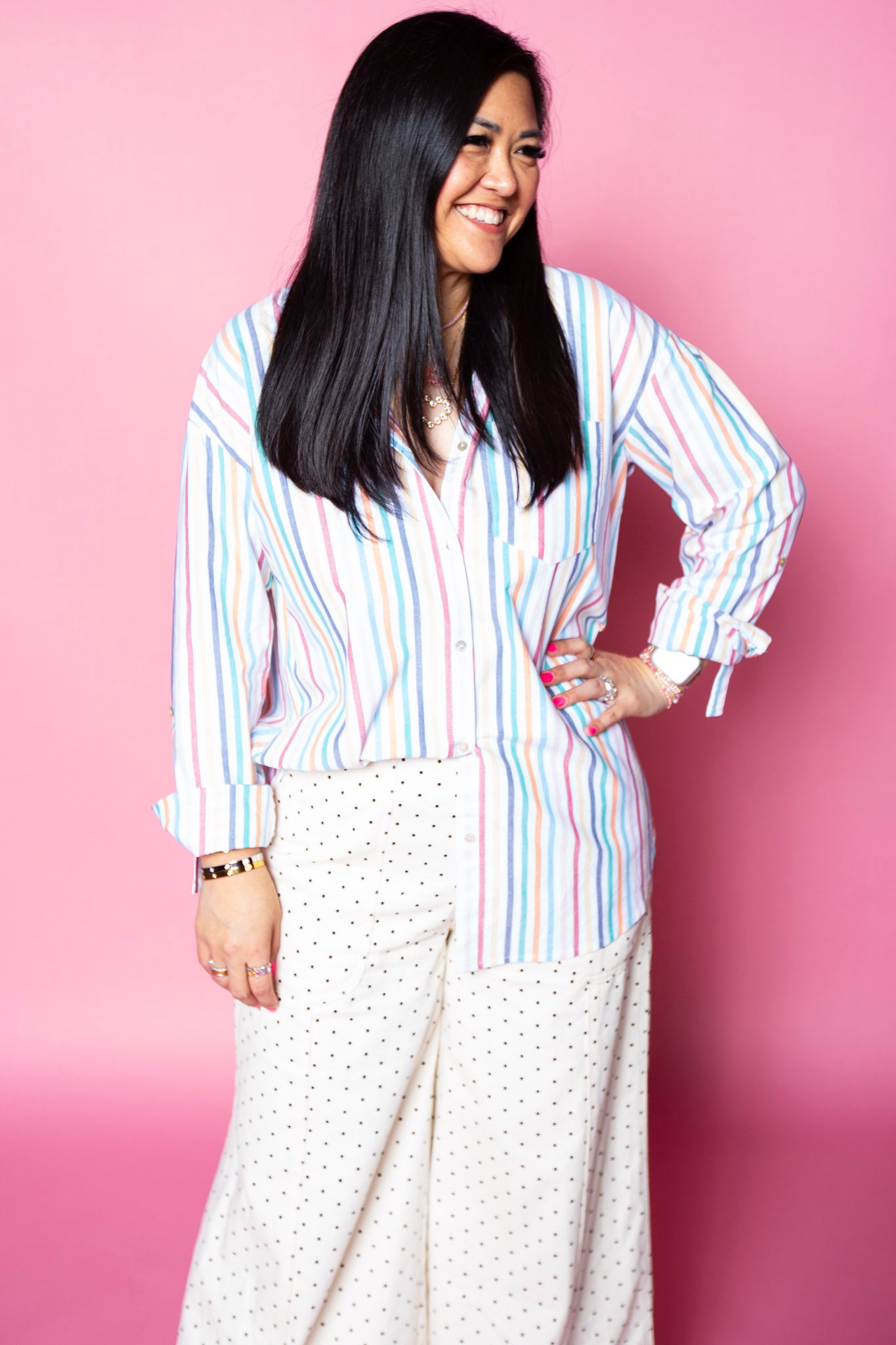 Stripe Society Button Down Top