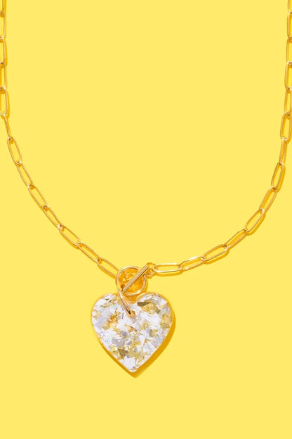 Taylor Elliott | Heart Necklace | Pearl Confetti
