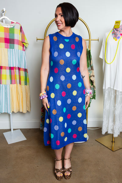 Queen Of Sparkles | Royal Multi Polka Dot Dress