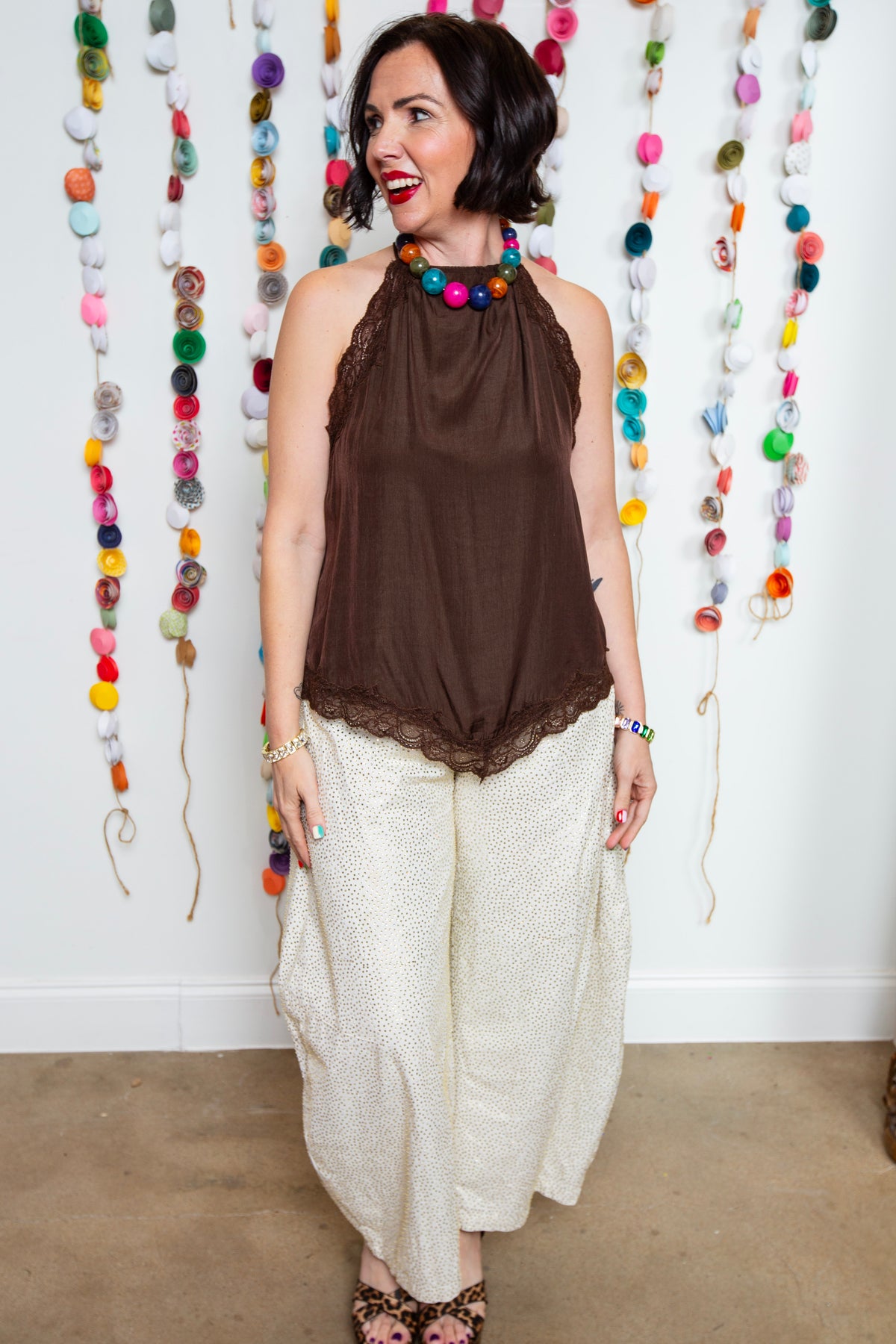 Brown Lacey Tank