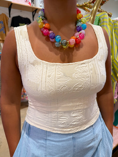 Double Lace Square Crop Top | Buttercream
