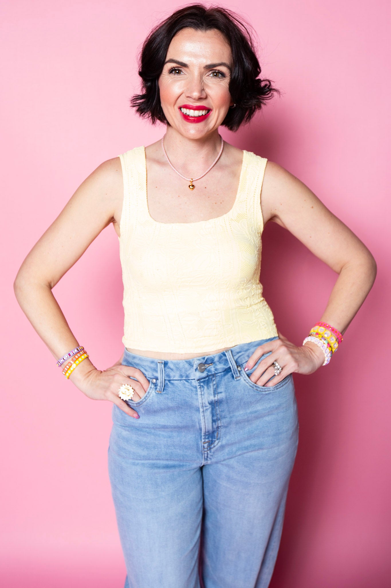 Double Lace Square Crop Top | Buttercream