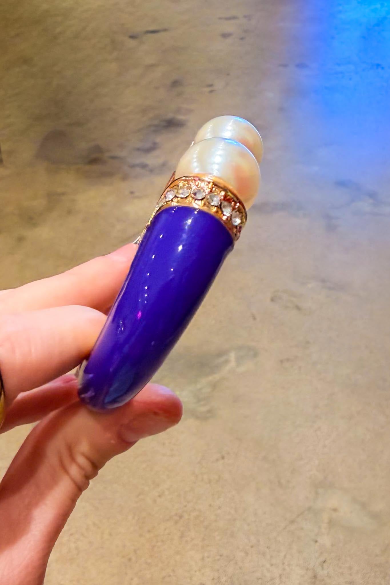 Large Enamel Hinged Bangles | Pearl