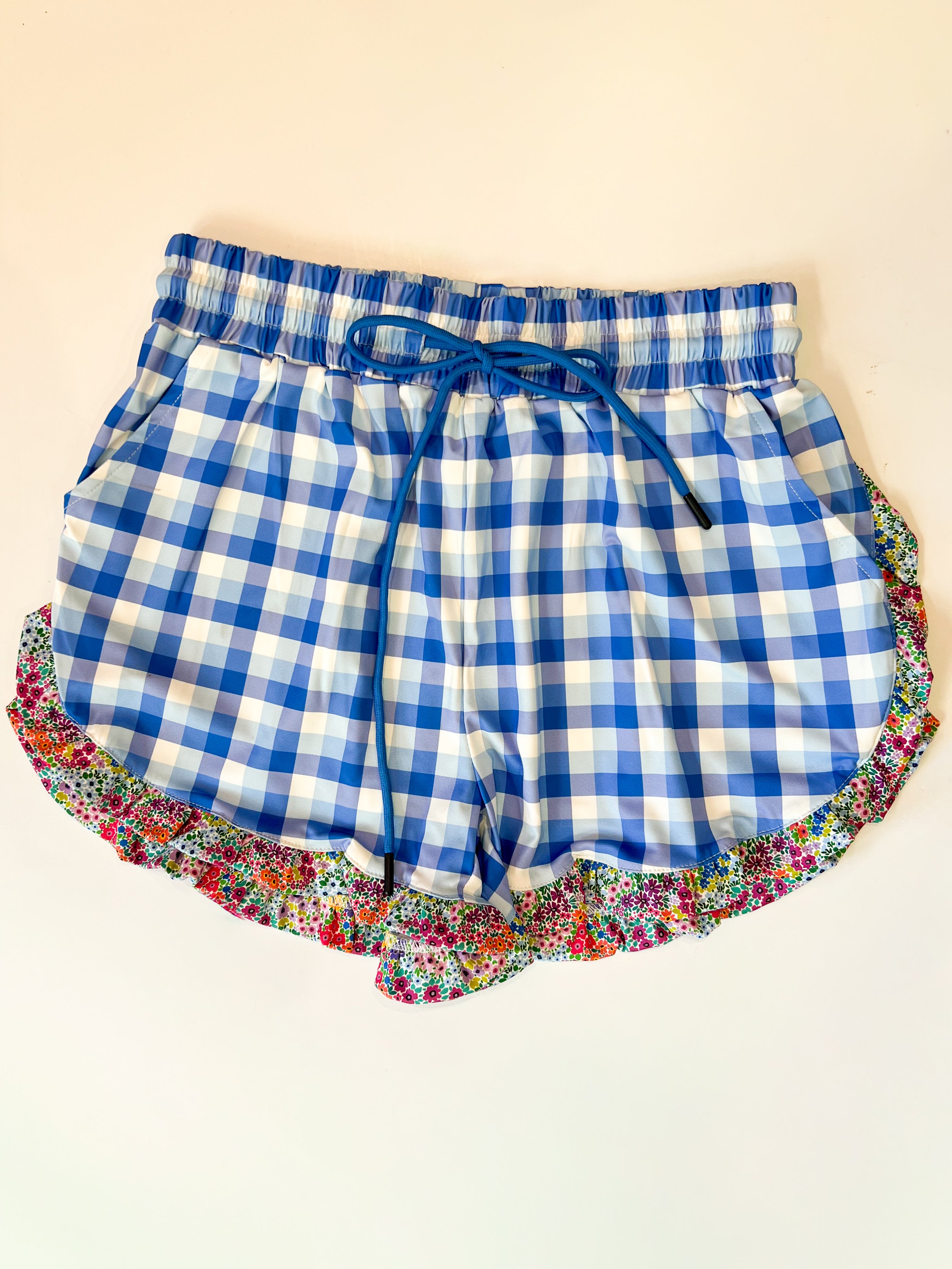 Jess Lea | Blue Gingham Ruffle Shorts