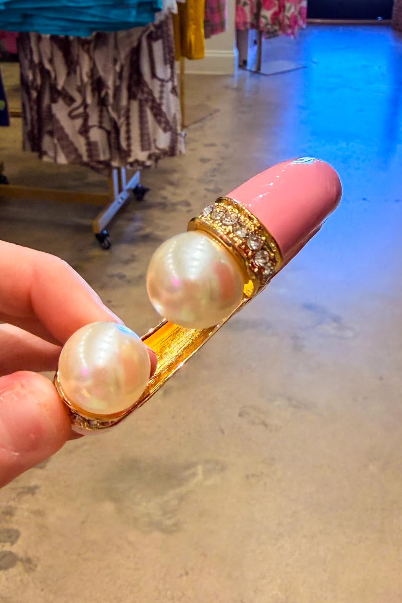 Large Enamel Hinged Bangles | Pearl