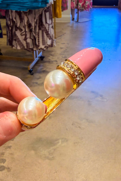Large Enamel Hinged Bangles | Pearl