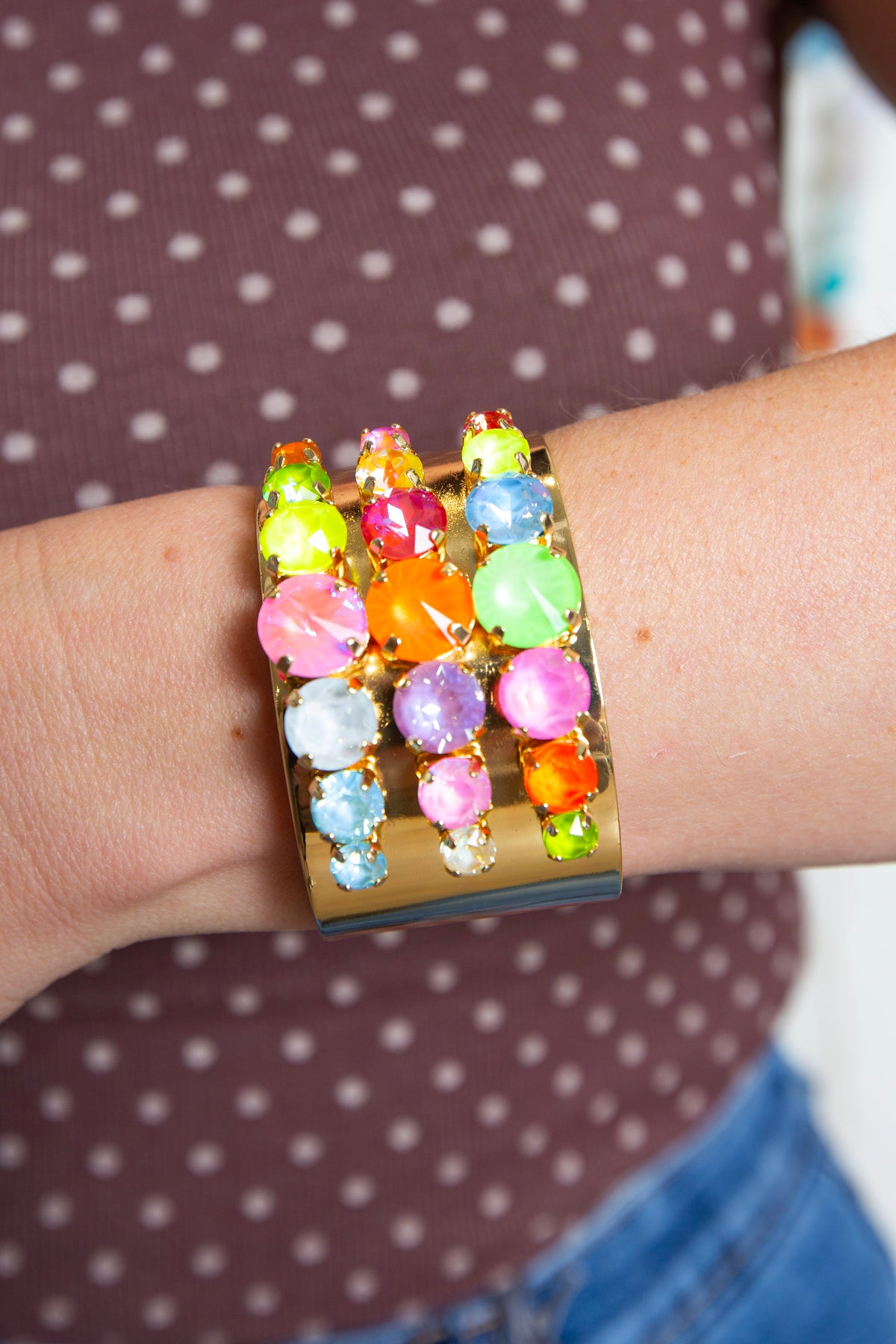 Multi Color Stone Cuff