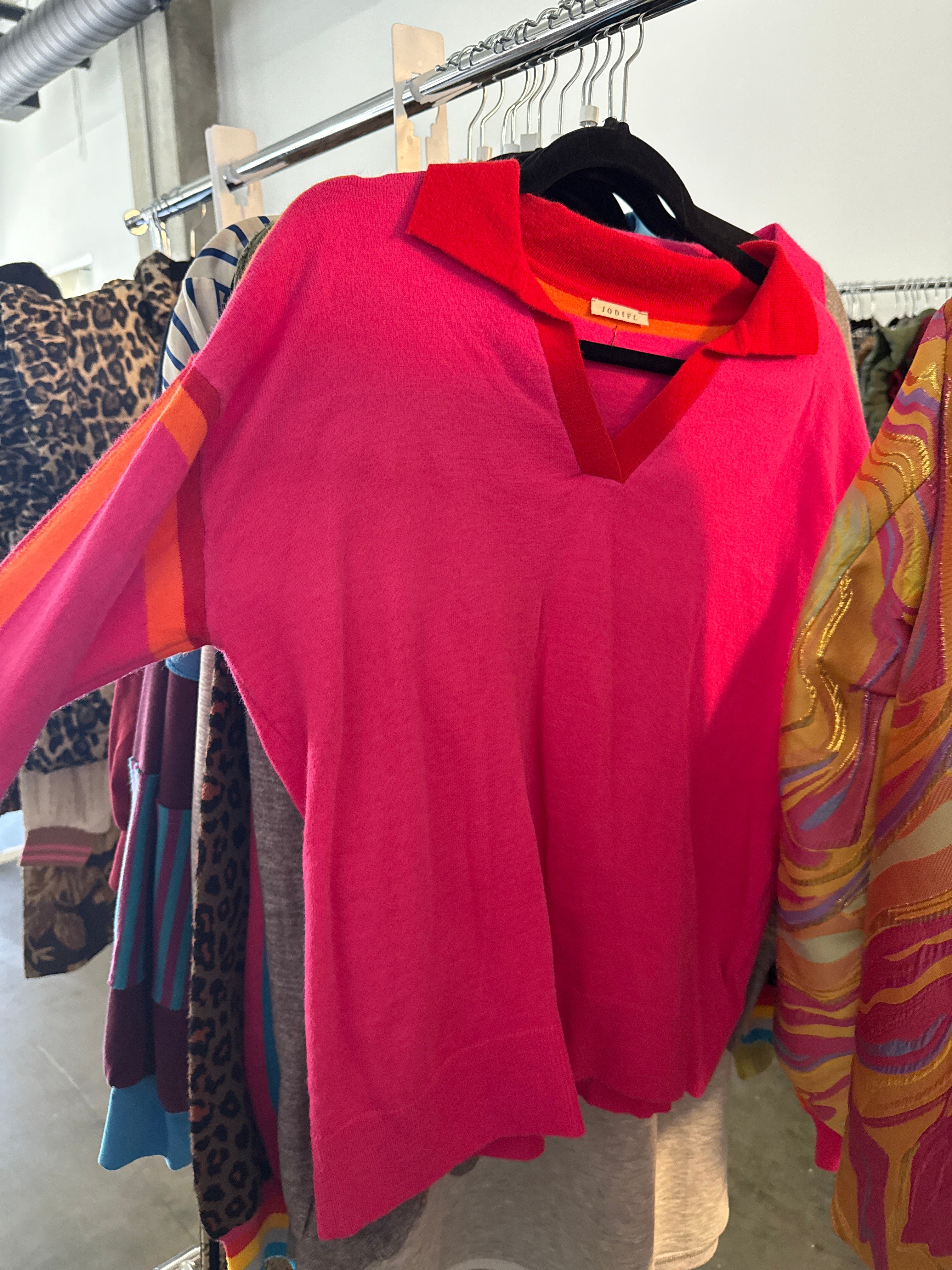 Varsity Collar Top Pink