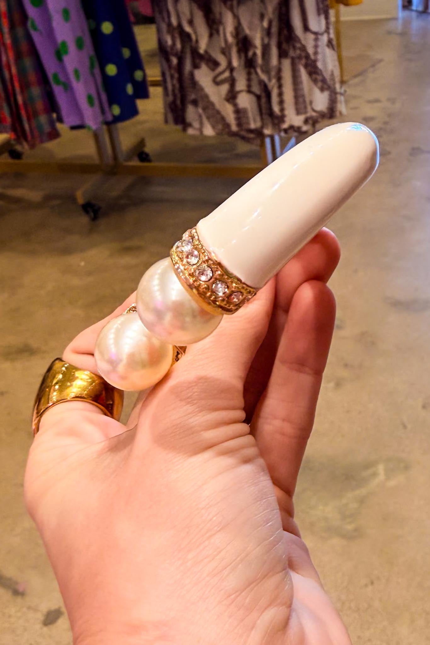 Large Enamel Hinged Bangles | Pearl