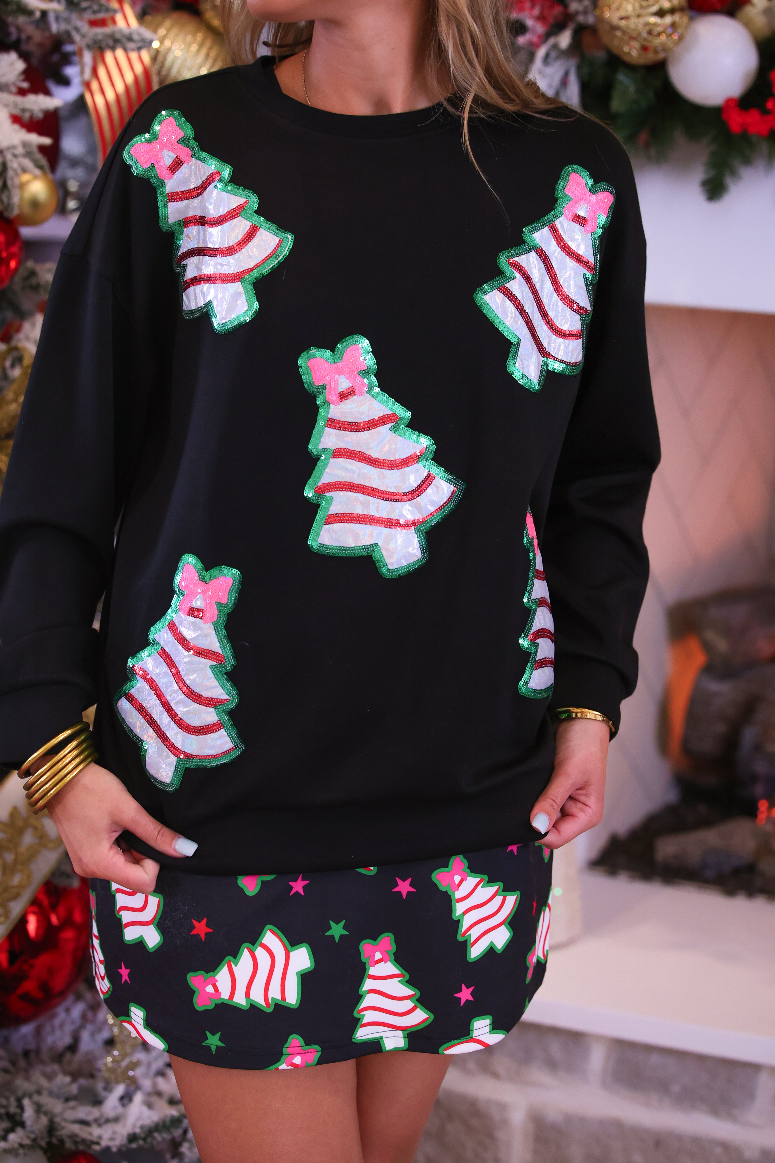 Pre Order Foil Bow Christmas Treats Luxe Pullover | Reg & Plus
